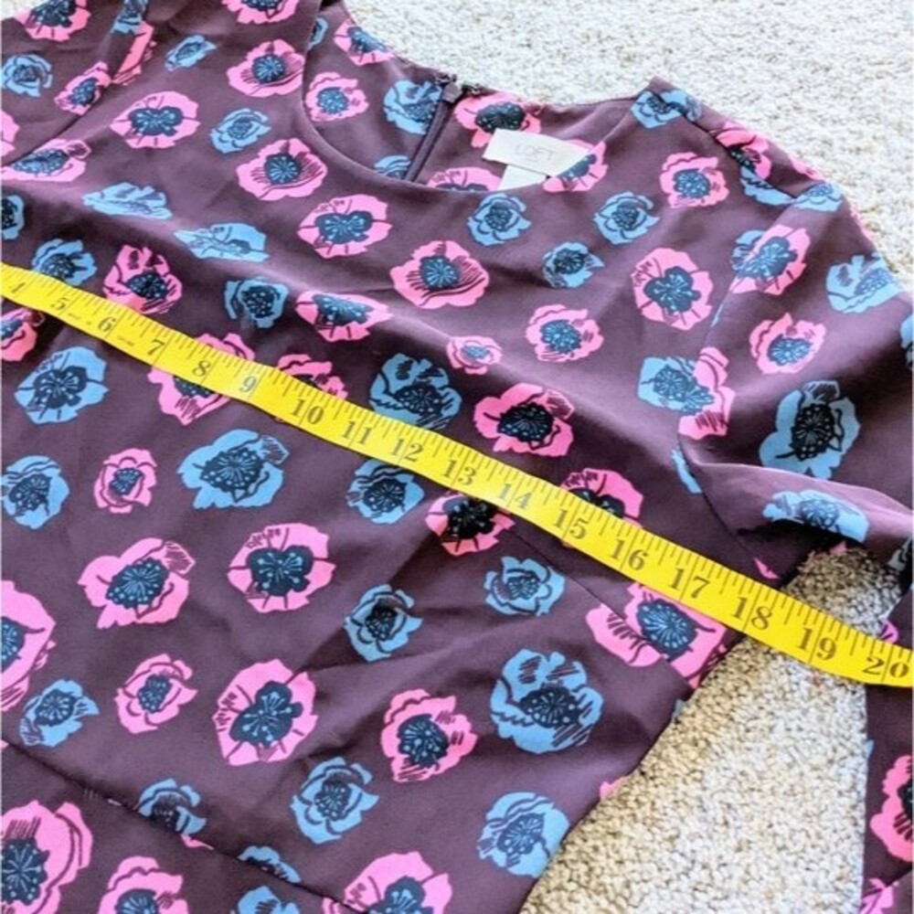 Ann Taylor Loft Outlet Floral Long Sleeve Dress 4 - Picture 8 of 12